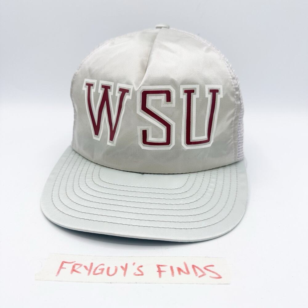 Vintage Washington State University WSU Cougars Satin Mesh Trucker Snapback Hat